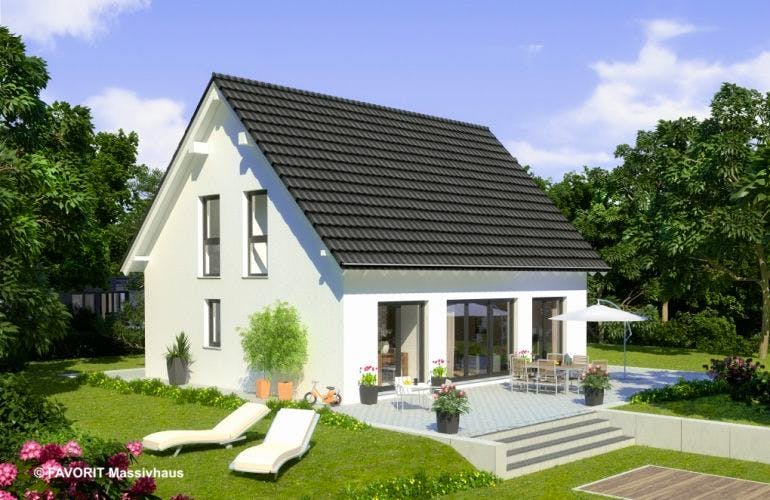 Massivhaus Noblesse 126 von FAVORIT Massivhaus Schlüsselfertig ab 222820€, Außenansicht 1
