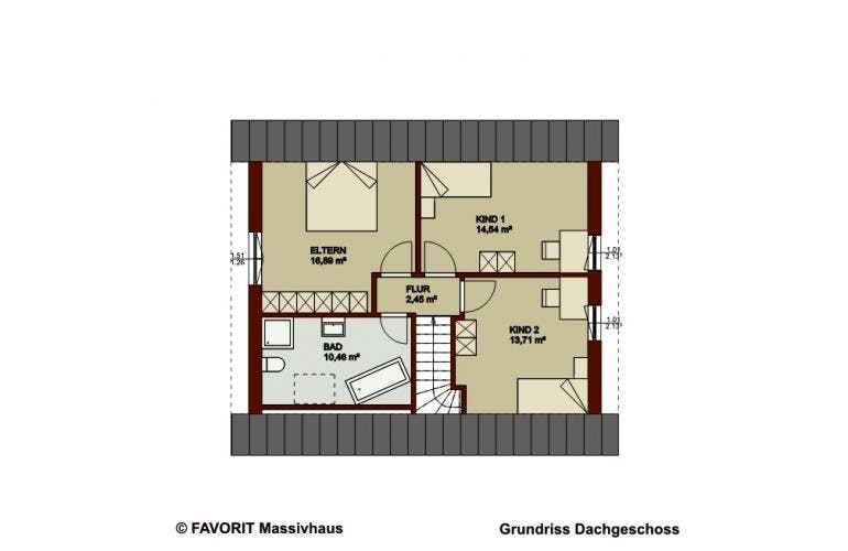 Massivhaus Noblesse 126 von FAVORIT Massivhaus Schlüsselfertig ab 222820€, Grundriss 1