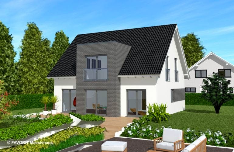 Massivhaus Noblesse 128 von FAVORIT Massivhaus Schlüsselfertig ab 246620€, Außenansicht 1