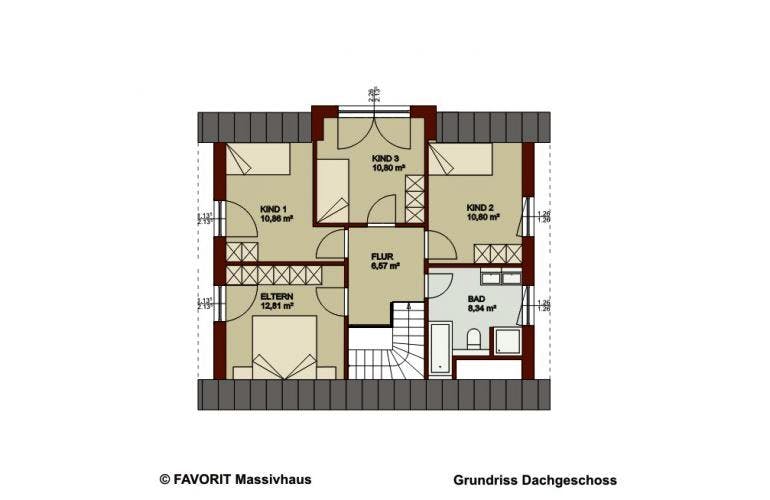 Massivhaus Noblesse 128 von FAVORIT Massivhaus Schlüsselfertig ab 246620€, Grundriss 1