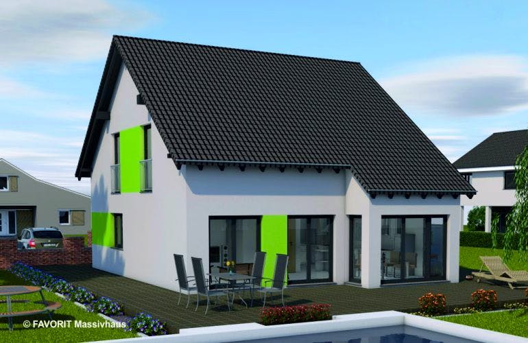 Massivhaus Noblesse 142 von FAVORIT Massivhaus Schlüsselfertig ab 250180€, Außenansicht 2