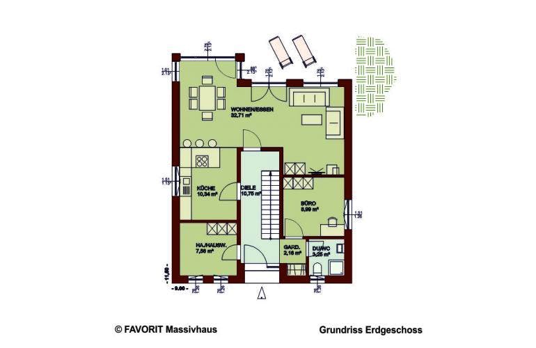 Massivhaus Noblesse 142 von FAVORIT Massivhaus Schlüsselfertig ab 250180€,  Grundriss 1