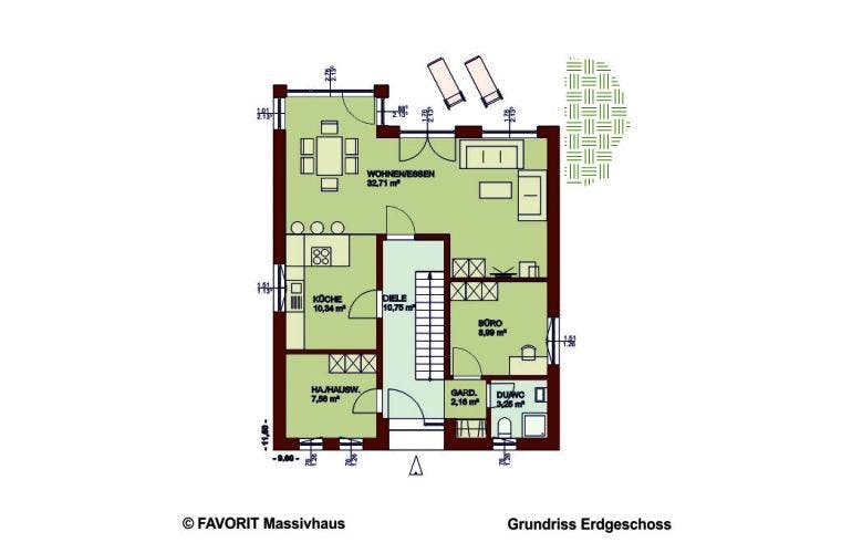 Massivhaus Noblesse 142 von FAVORIT Massivhaus Schlüsselfertig ab 250180€, Grundriss 1