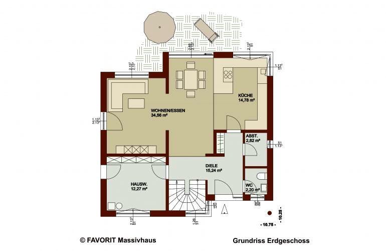 Massivhaus Noblesse 155 von FAVORIT Massivhaus Schlüsselfertig ab 260810€,  Grundriss 1
