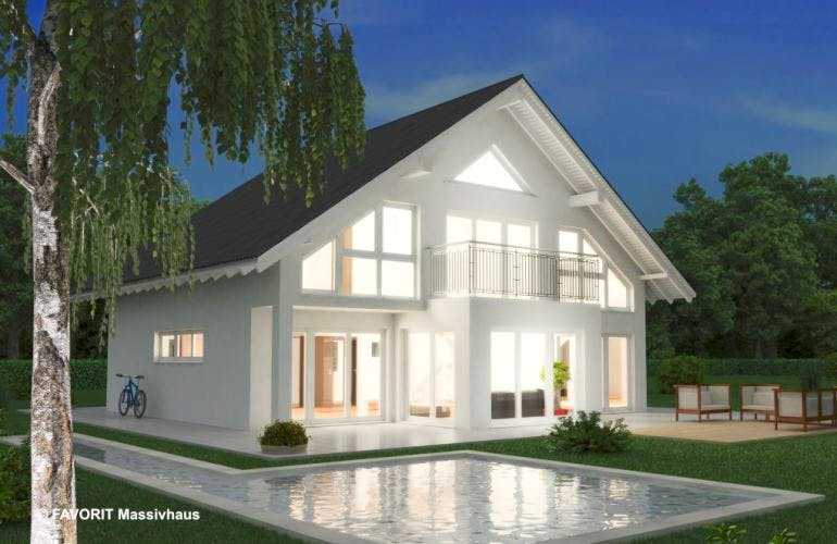 Massivhaus Noblesse 195 von FAVORIT Massivhaus Schlüsselfertig ab 332880€, Außenansicht 1