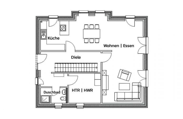 Massivhaus PARK von Kagebau, Grundriss 1