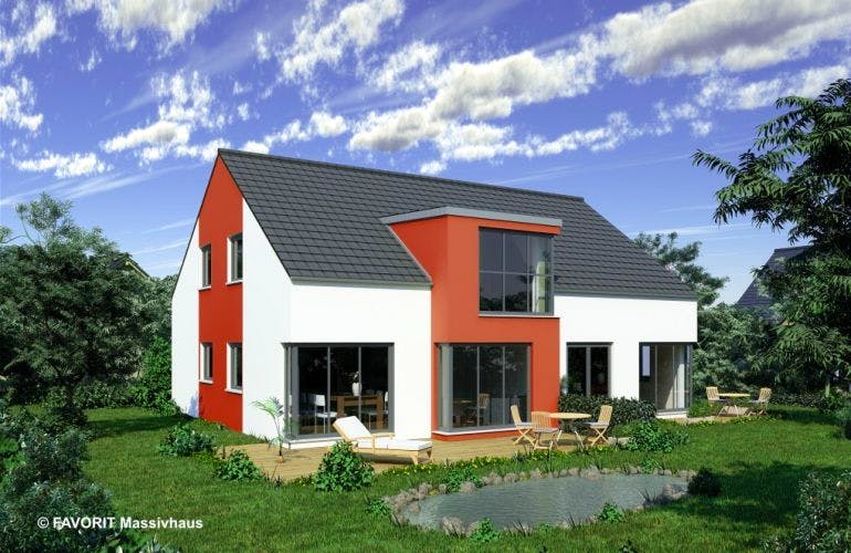 Massivhaus Premium 152-93 von FAVORIT Massivhaus Schlüsselfertig ab 364220€, Außenansicht 1
