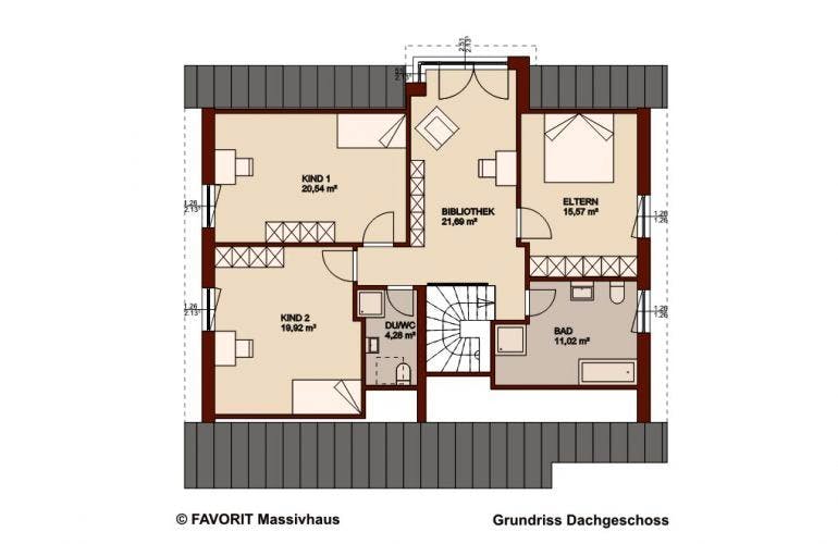 Massivhaus Premium 152-93 von FAVORIT Massivhaus Schlüsselfertig ab 364220€, Grundriss 1