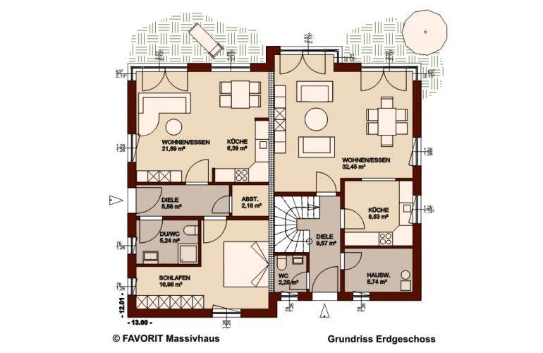 Massivhaus Premium 152-93 von FAVORIT Massivhaus Schlüsselfertig ab 364220€,  Grundriss 2