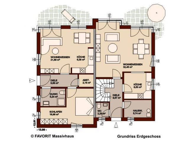 Massivhaus Premium 152-93 (inactive) von FAVORIT Massivhaus Schlüsselfertig ab 364220€,  Grundriss 2