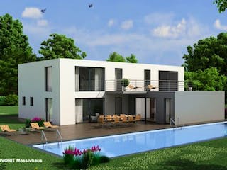 Massivhaus Premium 171-78 von FAVORIT Massivhaus (alt) Schlüsselfertig ab 465370€, Cubushaus Außenansicht 1