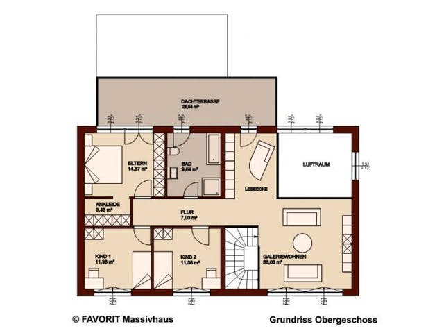 Massivhaus Premium 171-78 (inactive) von FAVORIT Massivhaus Schlüsselfertig ab 465370€, Cubushaus Grundriss 1