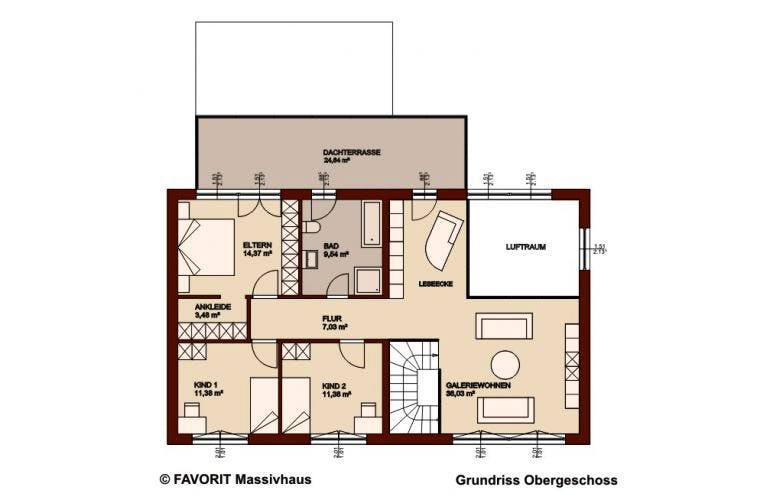 Massivhaus Premium 171/79 von FAVORIT Massivhaus Schlüsselfertig ab 465370€,  Grundriss 2