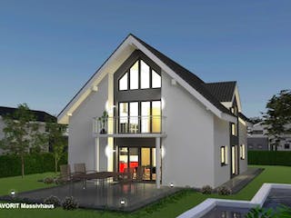 Massivhaus Premium 84/101 von FAVORIT Massivhaus (alt) Schlüsselfertig ab 490110€, Satteldach-Klassiker Außenansicht 1