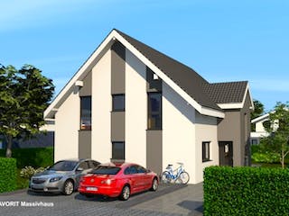 Massivhaus Premium 84/101 von FAVORIT Massivhaus (alt) Schlüsselfertig ab 490110€, Satteldach-Klassiker Außenansicht 2