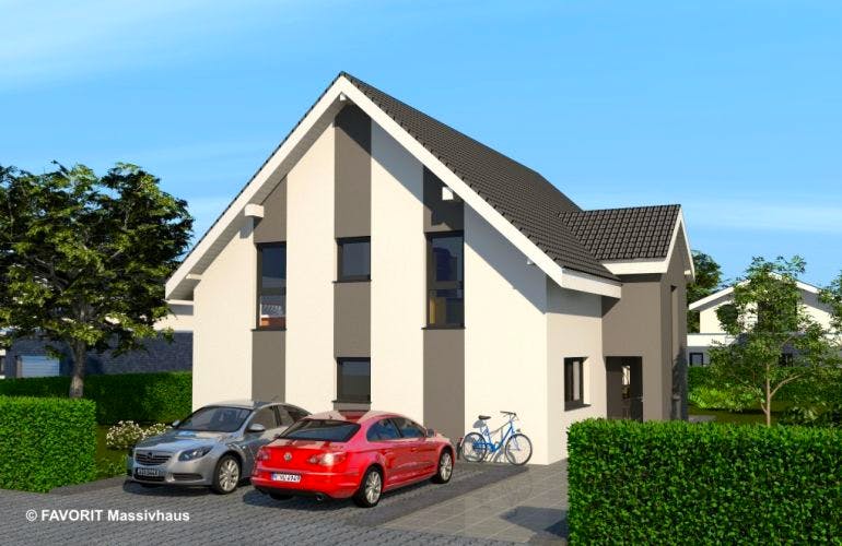 Massivhaus Premium 84-101 von FAVORIT Massivhaus Schlüsselfertig ab 366910€, Außenansicht 2