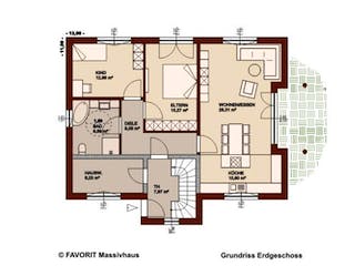 Massivhaus Premium 84/101 von FAVORIT Massivhaus (alt) Schlüsselfertig ab 490110€, Satteldach-Klassiker Grundriss 1