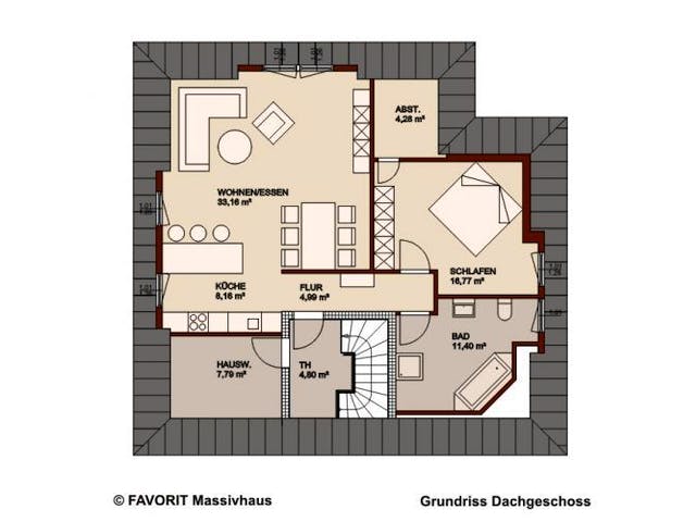 Massivhaus Premium 88-78 von FAVORIT Massivhaus Schlüsselfertig ab 321310€, Bungalow Grundriss 2