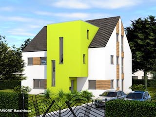 Massivhaus Premium 91/102 von FAVORIT Massivhaus (alt) Schlüsselfertig ab 617820€, Satteldach-Klassiker Außenansicht 1