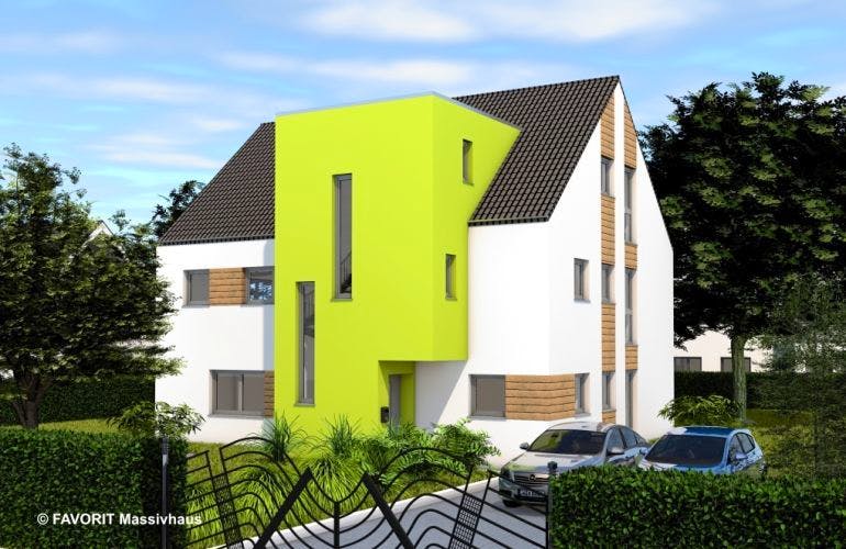 Massivhaus Premium 91-102 von FAVORIT Massivhaus Schlüsselfertig ab 452450€, Außenansicht 1