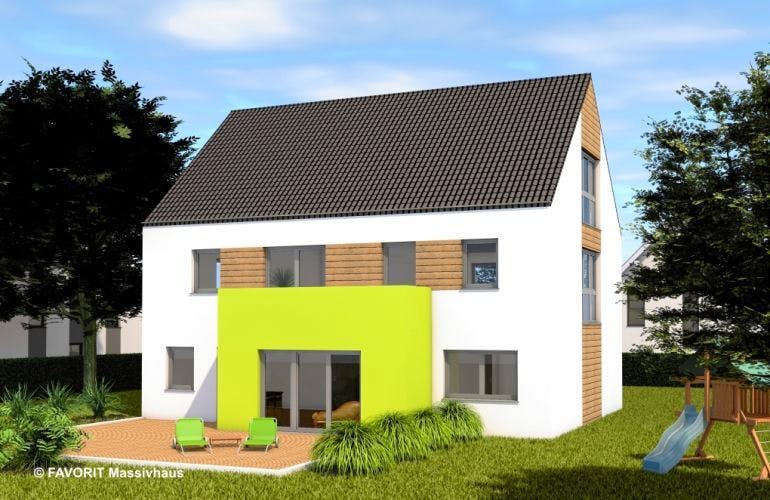 Massivhaus Premium 91-102 von FAVORIT Massivhaus Schlüsselfertig ab 452450€, Außenansicht 2