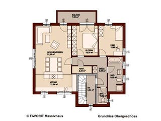 Massivhaus Premium 91/102 von FAVORIT Massivhaus (alt) Schlüsselfertig ab 617820€, Satteldach-Klassiker Grundriss 1