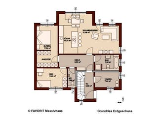 Massivhaus Premium 91/102 von FAVORIT Massivhaus (alt) Schlüsselfertig ab 617820€, Satteldach-Klassiker Grundriss 2