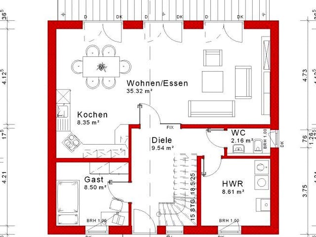 Massivhaus Pultdach Version 3 von Grundsteinhaus Schlüsselfertig ab 223650€, Stadtvilla Grundriss 3