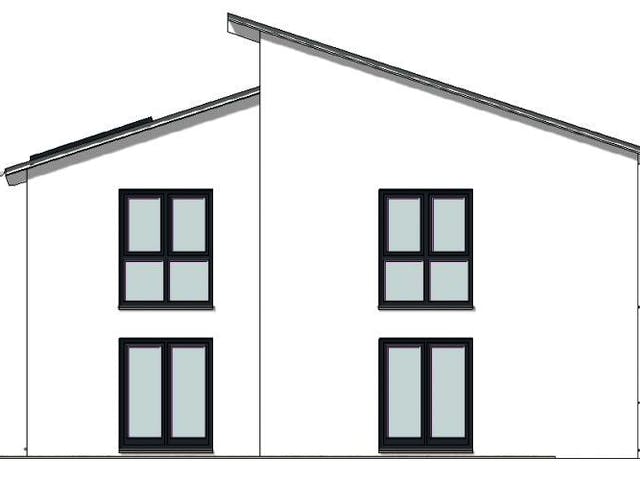Massivhaus Pultdach Version 7 von Grundsteinhaus Schlüsselfertig ab 311300€, Stadtvilla Außenansicht 5