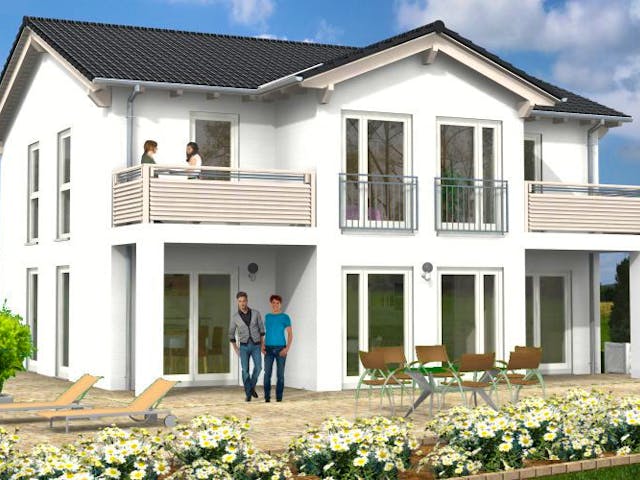 Massivhaus Satteldach Haus Fehl-Ritzhausen 90-029 von Econ Das Haus, Stadtvilla Außenansicht 1