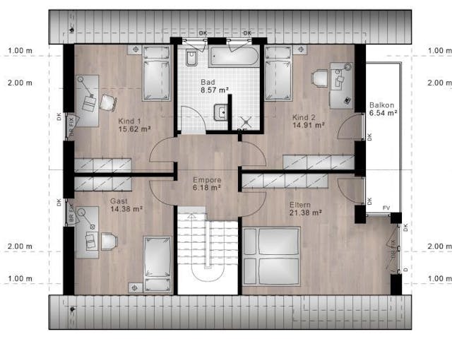Massivhaus Satteldach Haus Hartenfels 70-033 von Econ Das Haus,  Grundriss 1