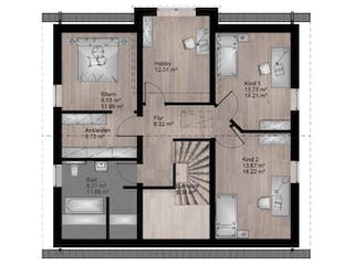 Massivhaus Satteldach Haus Niederbieber 90-068 von Econ Das Haus,  Grundriss 2