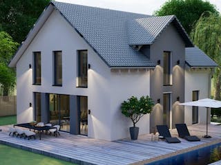 Massivhaus Satteldach Haus Niederwambach 90-069 von Econ Das Haus,  Außenansicht 1