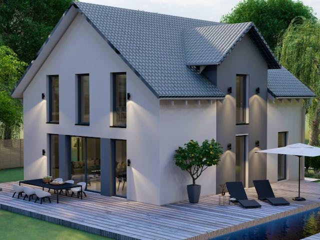 Massivhaus Satteldach Haus Niederwambach 90-069 von Econ Das Haus,  Außenansicht 1