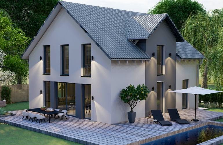 Massivhaus Satteldach Haus Niederwambach 90-069 von Econ Das Haus, Außenansicht 1