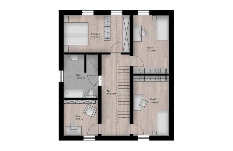 Massivhaus Satteldach Haus Niederwambach 90-069 von Econ Das Haus, Grundriss 2