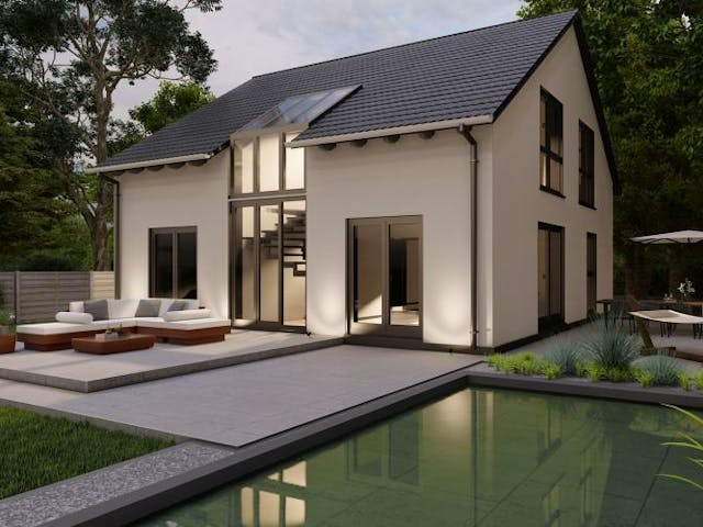 Massivhaus Satteldach Haus Oberlahr 70-035 von Econ Das Haus, Außenansicht 1 Massivhaus Satteldach Haus Oberlahr 70-035 von Econ Das Haus, Außenansicht 1