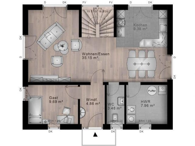 Massivhaus Satteldach Haus Oberlahr 70-035 von Econ Das Haus,  Grundriss 1