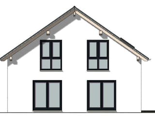 Massivhaus Satteldachhaus Version 142 von Grundsteinhaus Schlüsselfertig ab 221600€, Außenansicht 4