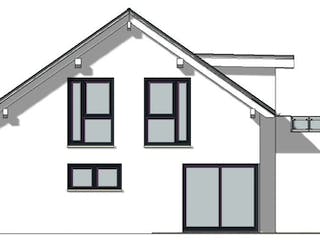 Massivhaus Satteldachhaus Version 344 von Grundsteinhaus Schlüsselfertig ab 197100€, Außenansicht 4