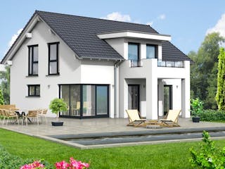 Massivhaus Satteldachhaus Version 344 von Grundsteinhaus Schlüsselfertig ab 197100€, Außenansicht 1