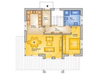 Massivhaus Satteldachhaus Version 344 von Grundsteinhaus Schlüsselfertig ab 197100€, Grundriss 1
