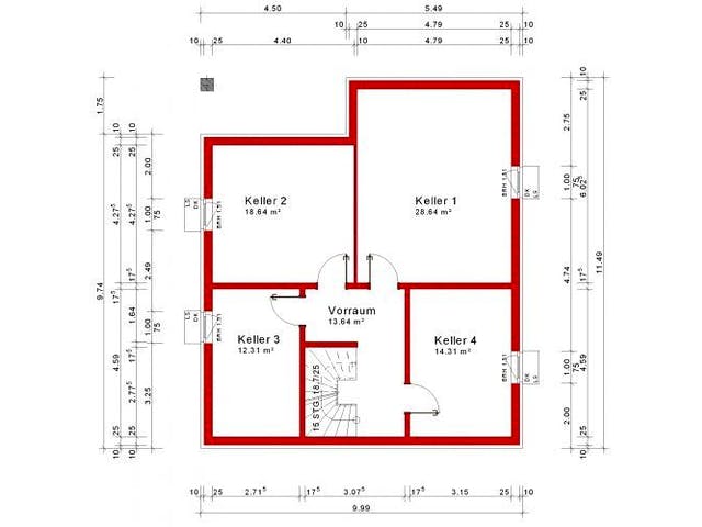 Massivhaus Satteldachhaus Version 84 von Grundsteinhaus Schlüsselfertig ab 258700€,  Grundriss 1