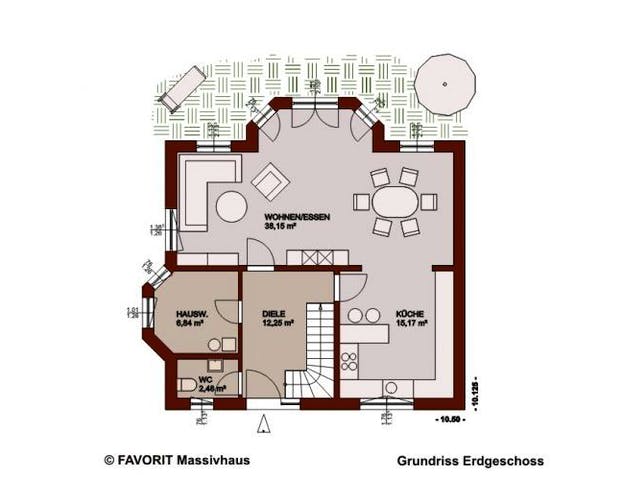 Massivhaus Select 145 von FAVORIT Massivhaus Schlüsselfertig ab 261790€,  Grundriss 1