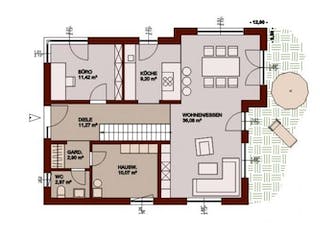Massivhaus Select 157 von FAVORIT Massivhaus (alt) Schlüsselfertig ab 275090€, Grundriss 1