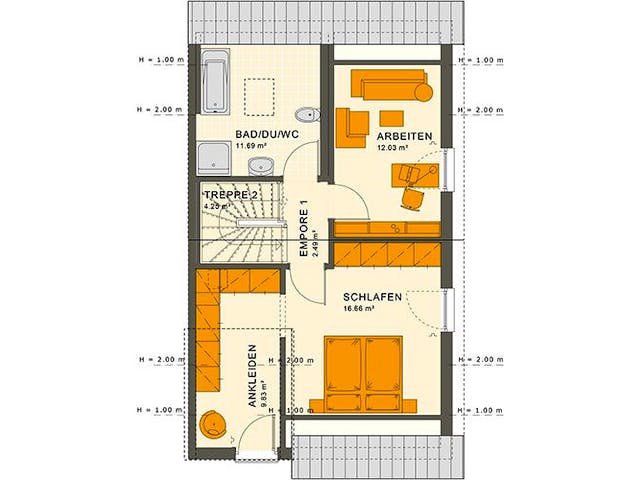 Fertighaus SOLUTION 124 XL V4 von Living Fertighaus Ausbauhaus ab 400921€, Satteldach-Klassiker Grundriss 3