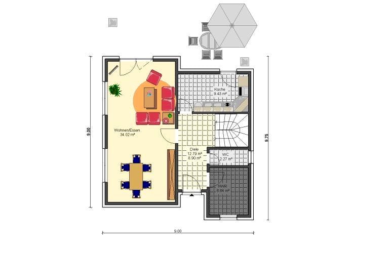 Massivhaus Stadtvilla 129 von HSE Massivhaus, Stadtvilla Grundriss 1
