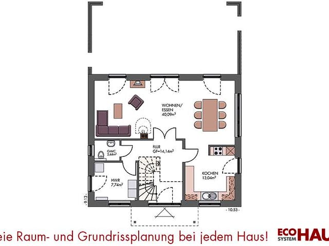 Massivhaus Stadtvilla 160 von ECO System HAUS, Stadtvilla Grundriss 1