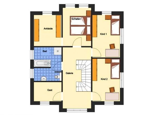 Massivhaus Stadtvilla Berlin von EWA Hausbau Schlüsselfertig ab 273990€, Stadtvilla Grundriss 1