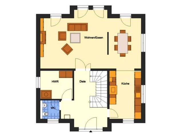 Massivhaus Stadtvilla Berlin von EWA Hausbau Schlüsselfertig ab 273990€, Stadtvilla Grundriss 2